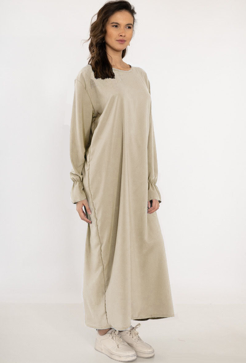 Abaya Ruches Beige