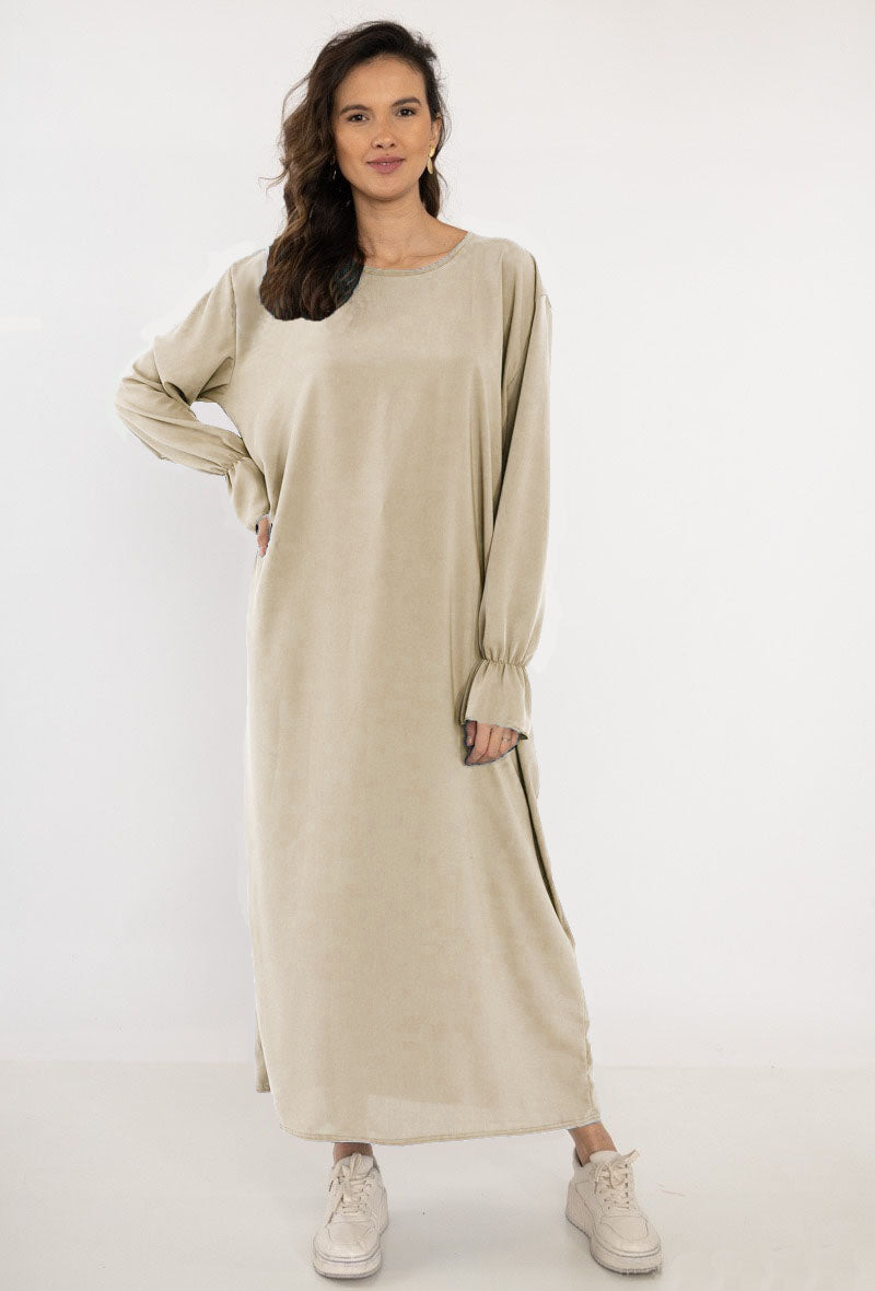 Abaya Ruches Beige