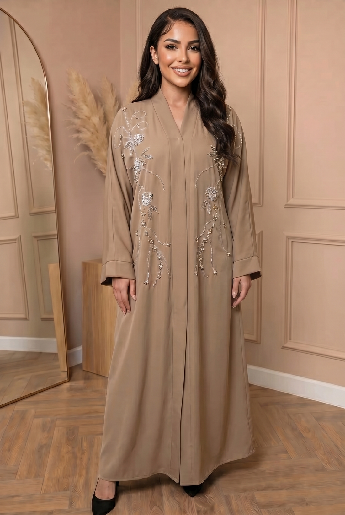 Abaya met Steentjes Taupe 