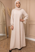 Abaya met Strikjes Creme 