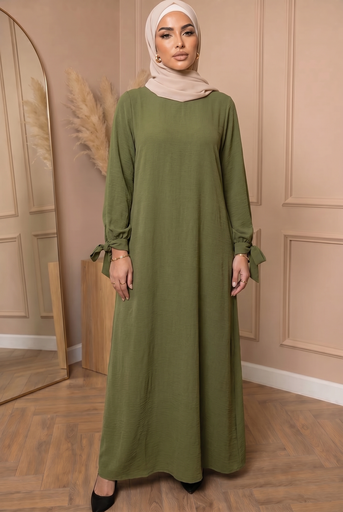 Abaya met Strikjes Groen 