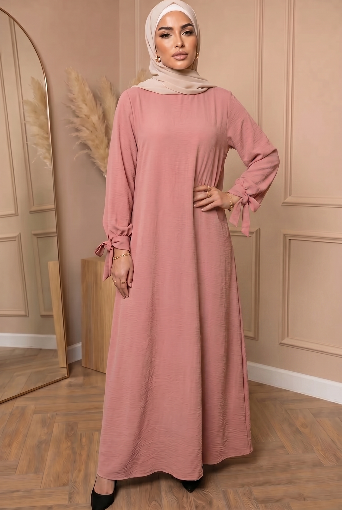 Abaya met Strikjes Roze 