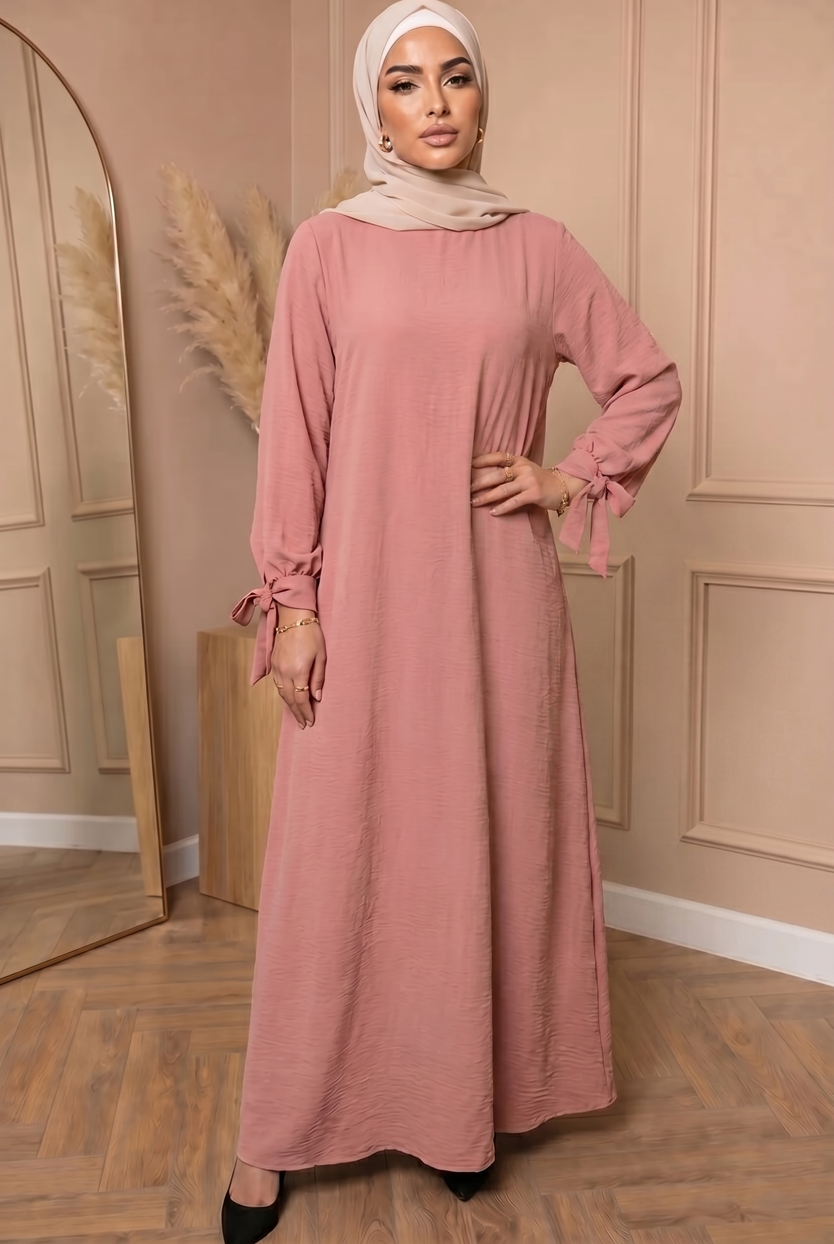 Abaya met Strikjes Roze 