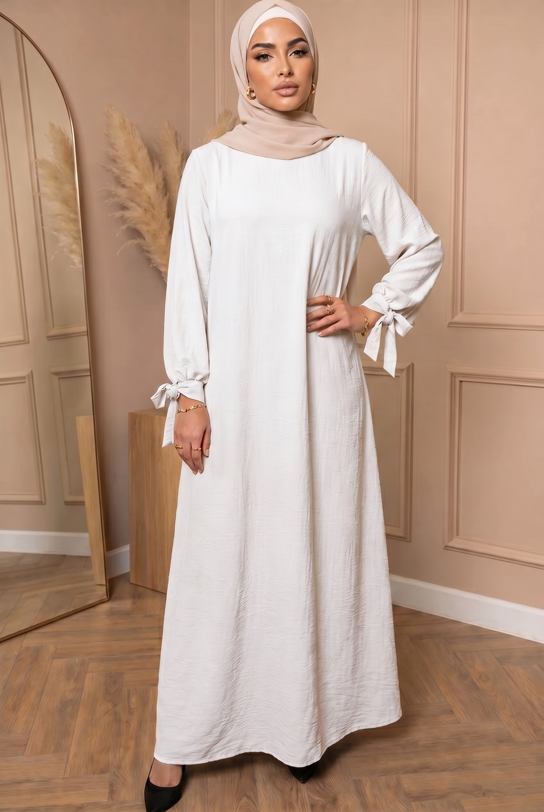 Abaya met Strikjes Wit 