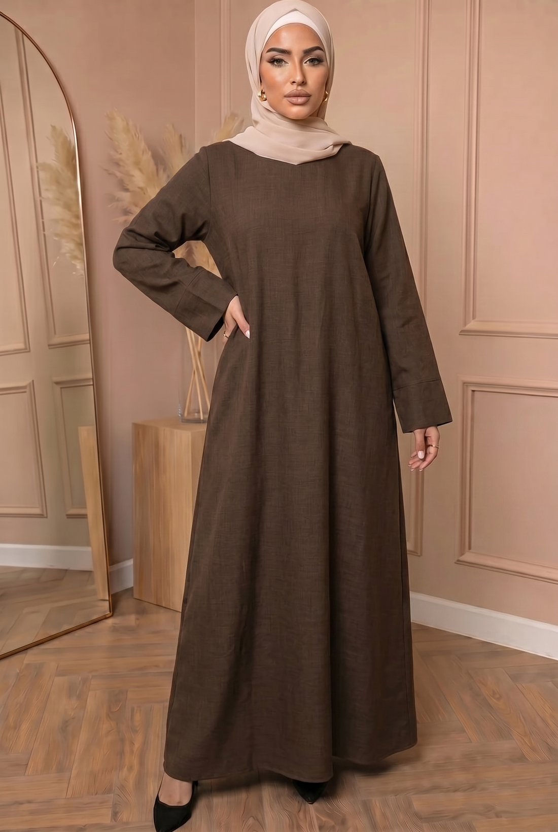 Linnen Abaya Bruin  