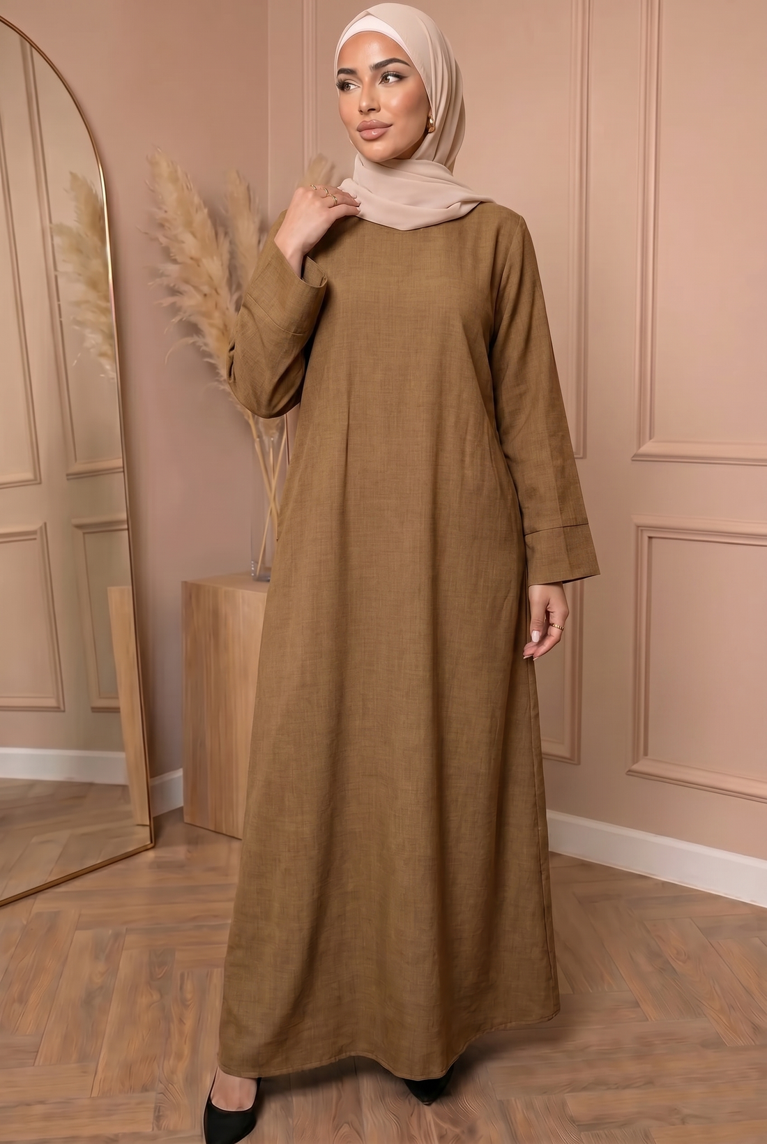 Linnen Abaya Camel 