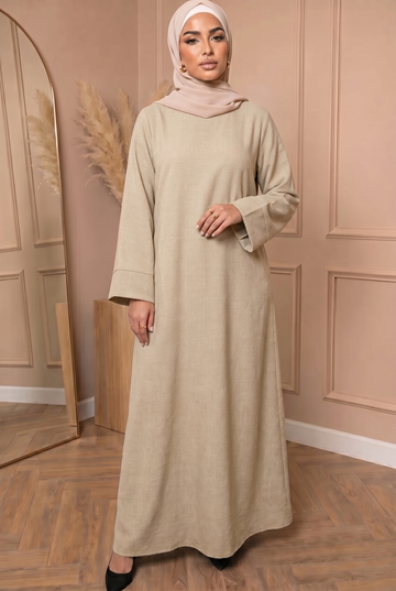 Linnen Abaya Creme 