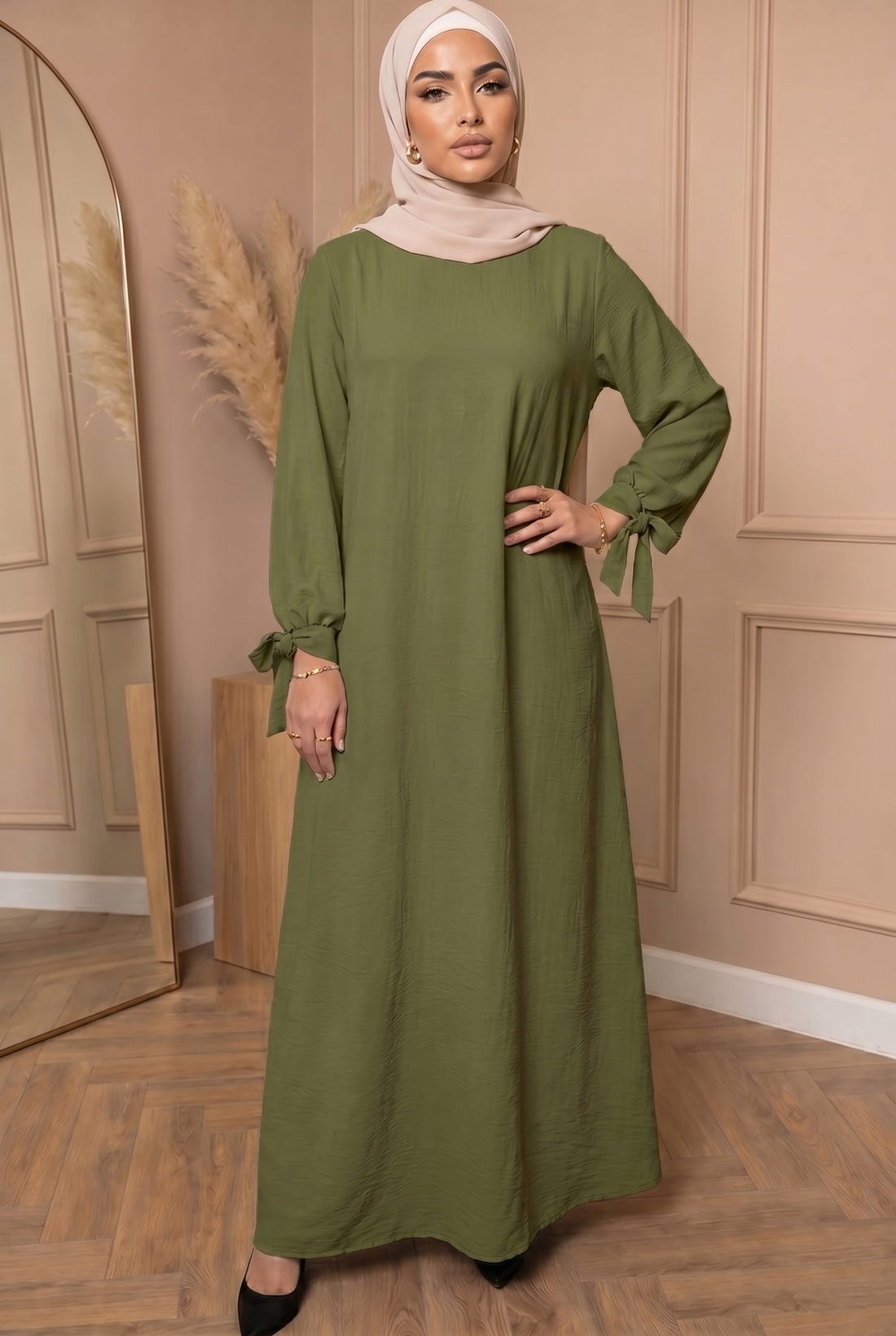 Abaya met Strikjes Groen 