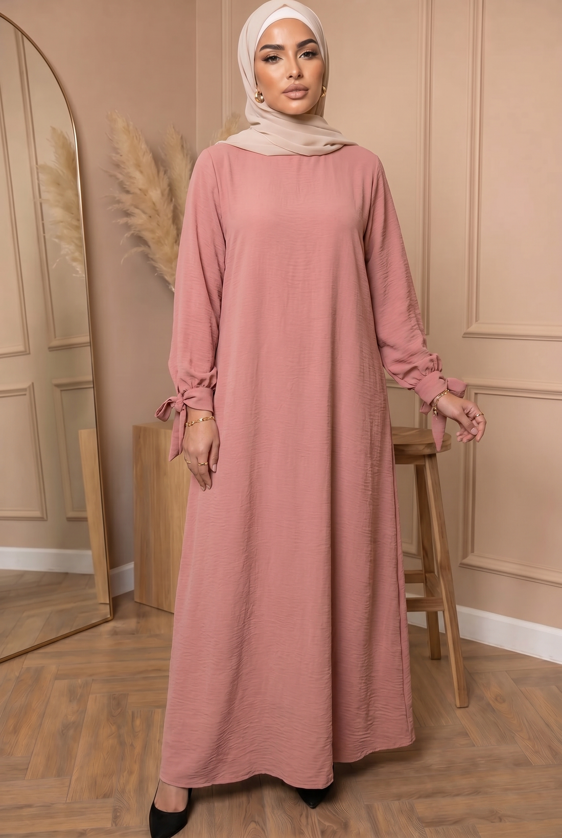 Abaya met Strikjes Roze 