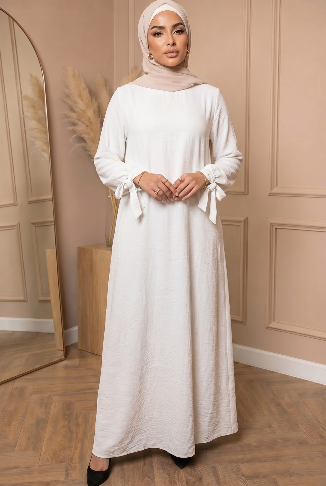 Abaya met Strikjes Wit 