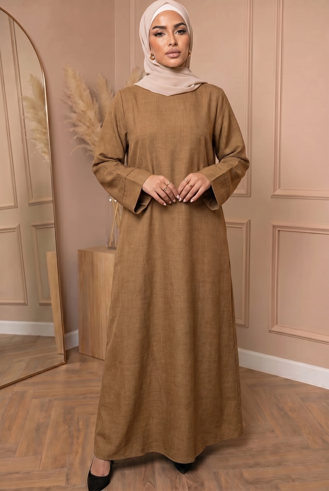 Linnen Abaya Camel 