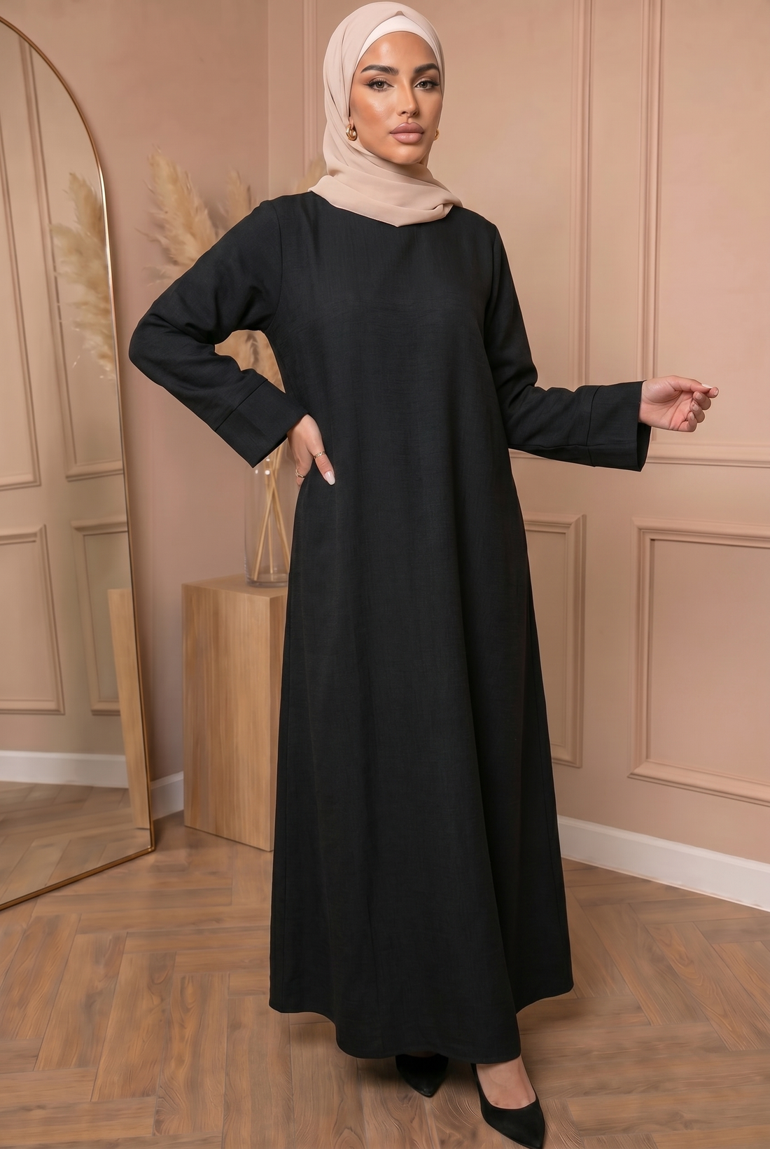Linnen Abaya Zwart 